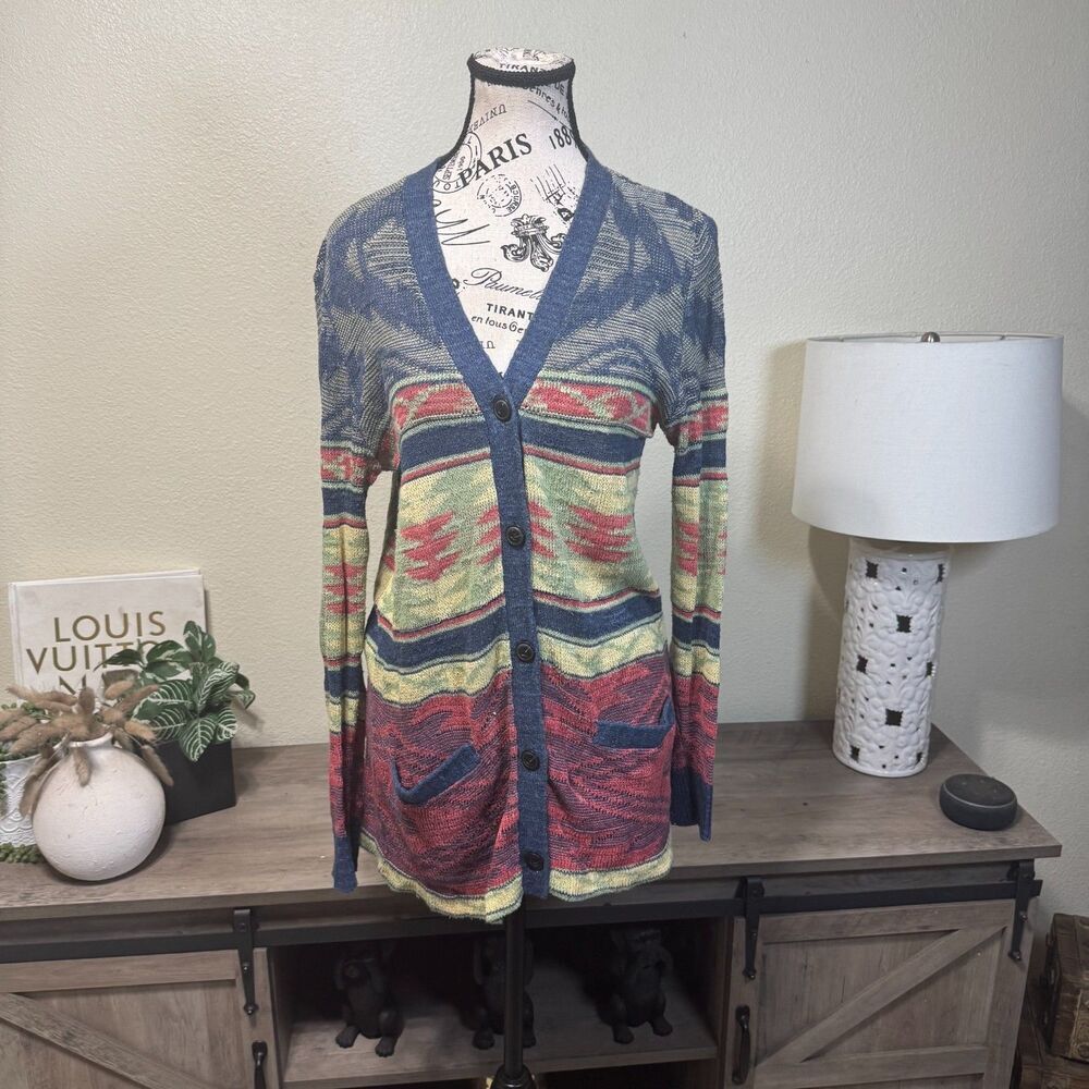 Ralph Lauren Denim & Supply Women's Aztec Southwestern Cardigan M Cotton/Linen